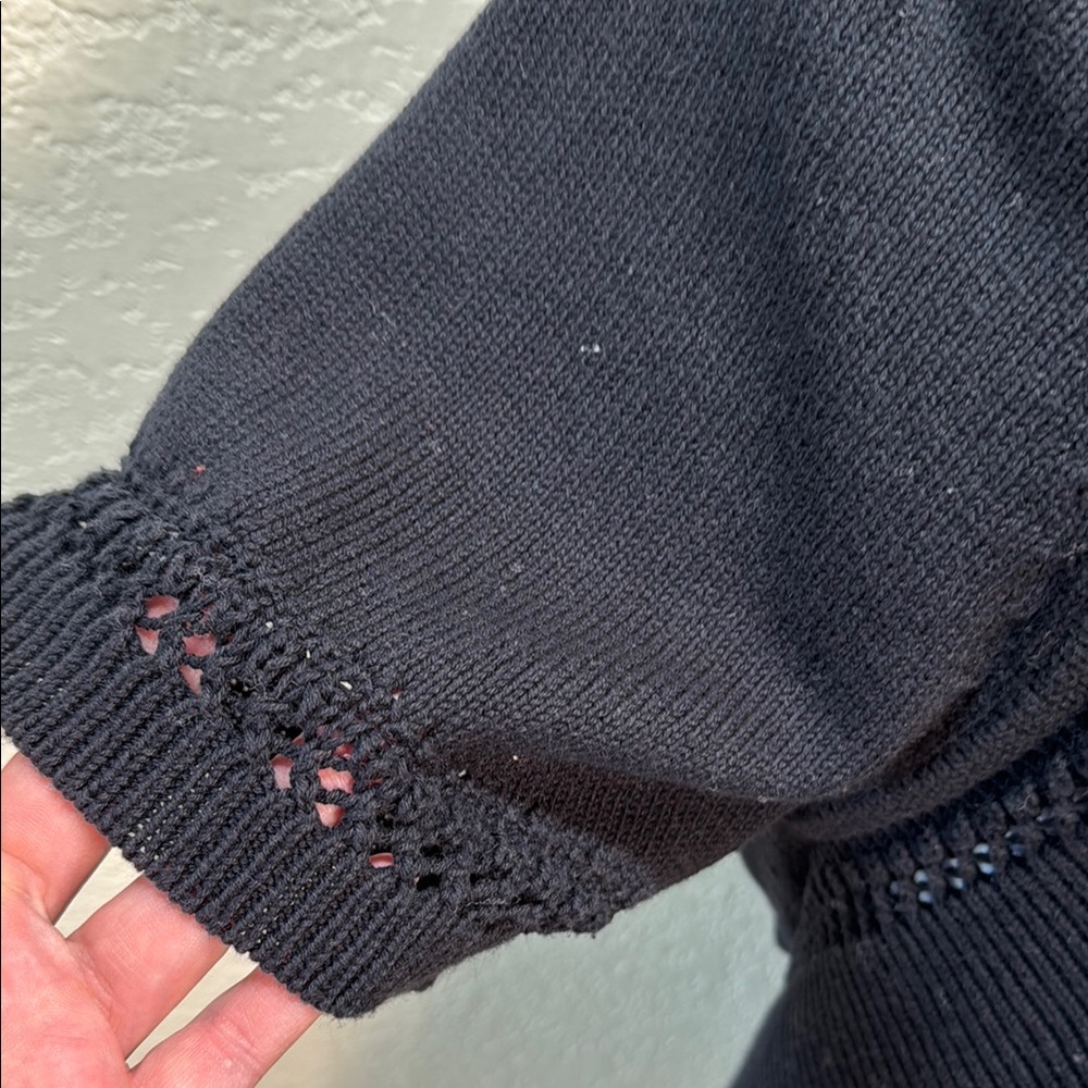 Audrey & Grace Black Women's XL Open Front Knitted Sweater Cardigan - Picture 3 of 10